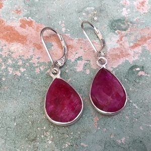 Sterling Silver Ruby Sundance Charm Earrings